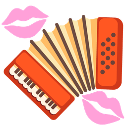 Accordion and Kiss mark