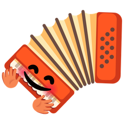 Accordion and Smiling face with open hands