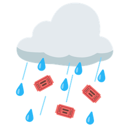 admission tickets and cloud with rain