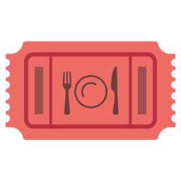 admission tickets and fork and knife with plate