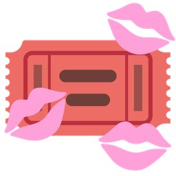 admission tickets and kiss mark