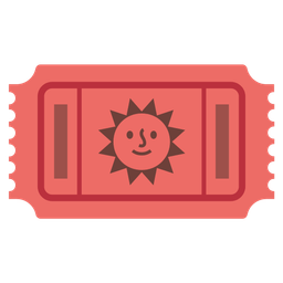 admission tickets and sun with face