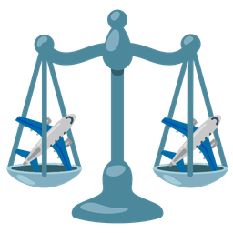 airplane and balance scale