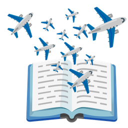 airplane and books