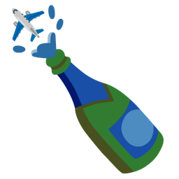 airplane and bottle with popping cork
