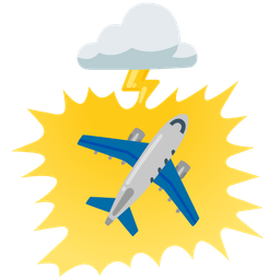 airplane and cloud with lightning