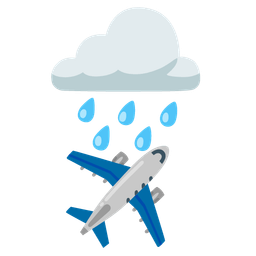 airplane and cloud with rain