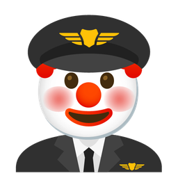 airplane and clown face