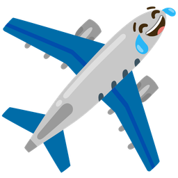 Airplane and Face with tears of joy