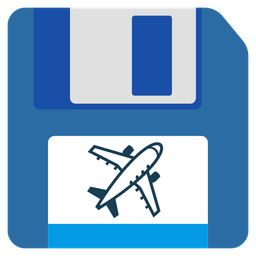 airplane and floppy disk