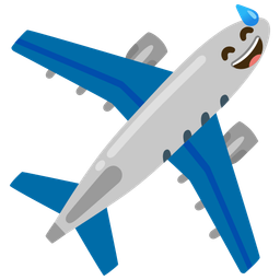 Airplane and Grinning face with sweat