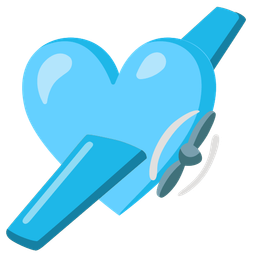 airplane and light blue heart