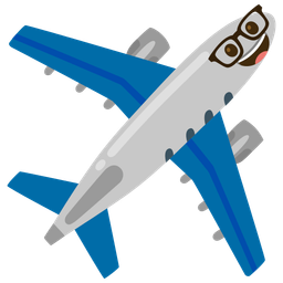 airplane and nerd face