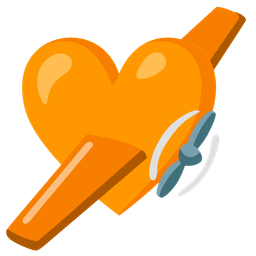 airplane and orange heart
