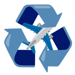 airplane and recycling symbol