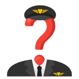 airplane and red question mark