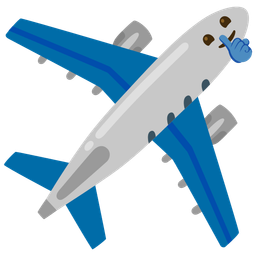 airplane and shushing face
