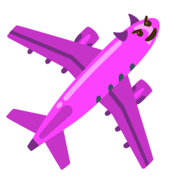 airplane and smiling face with horns