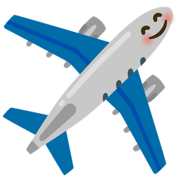 Airplane and Smiling face with smiling eyes