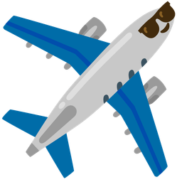 airplane and smiling face with sunglasses