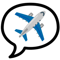 airplane and speech balloon