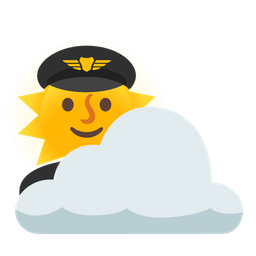 airplane and sun behind cloud