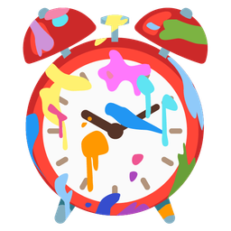 alarm clock and artist palette