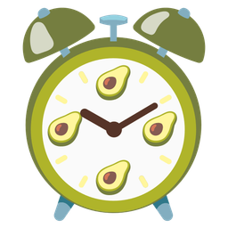 alarm clock and avocado