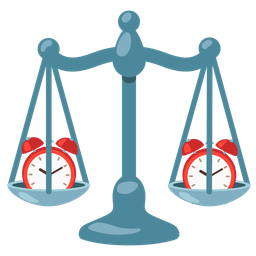 alarm clock and balance scale