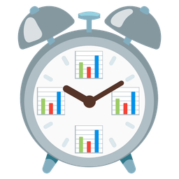 alarm clock and bar chart