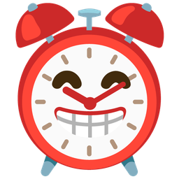 Alarm clock and Beaming face with smiling eyes