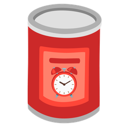 alarm clock and canned food