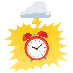 alarm clock and cloud with lightning