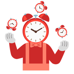 alarm clock and clown face