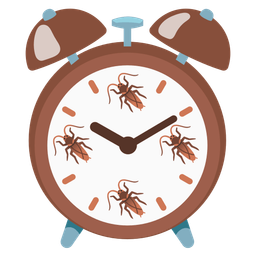 alarm clock and cockroach