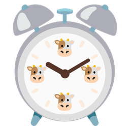 alarm clock and cow face