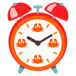 alarm clock and crab