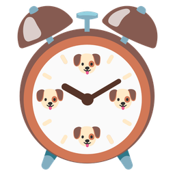 alarm clock and dog face