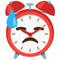alarm clock and downcast face with sweat