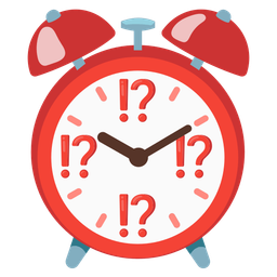 alarm clock and exclamation question mark