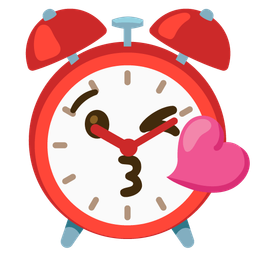 Alarm clock and Face blowing a kiss