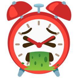 alarm clock and face vomiting