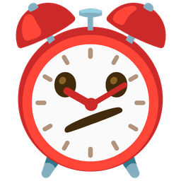 alarm clock and face with diagonal mouth