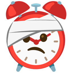 alarm clock and face with head-bandage