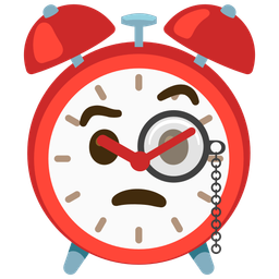 alarm clock and face with monocle