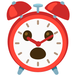 alarm clock and face with open mouth