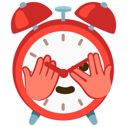 alarm clock and face with peeking eye