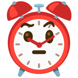 alarm clock and face with raised eyebrow