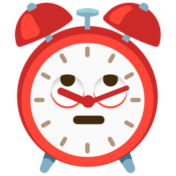 alarm clock and face with rolling eyes