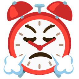 alarm clock and face with steam from nose